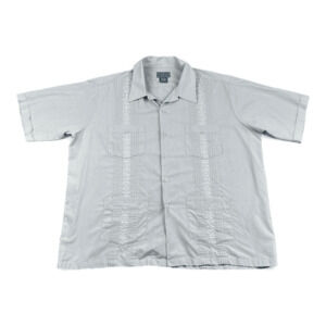 Vintage Guayabera Shirt Adult EXTRA LARGE Gray Mexican Wedding Tropical Cuban